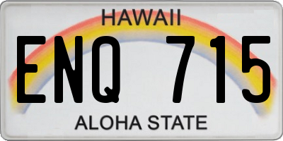 HI license plate ENQ715