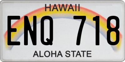 HI license plate ENQ718