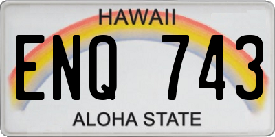 HI license plate ENQ743