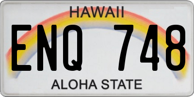 HI license plate ENQ748