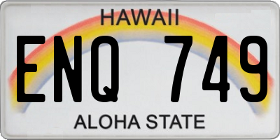 HI license plate ENQ749