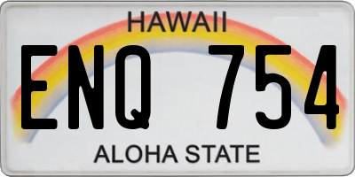 HI license plate ENQ754