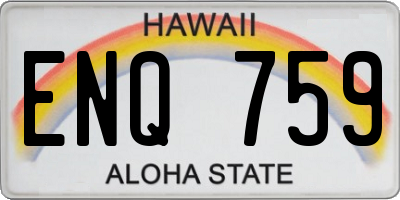 HI license plate ENQ759