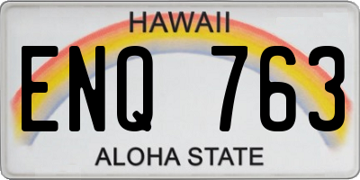HI license plate ENQ763