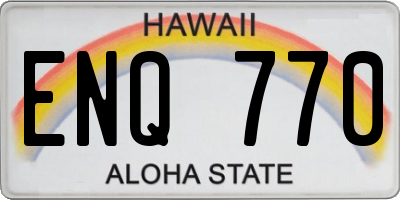 HI license plate ENQ770