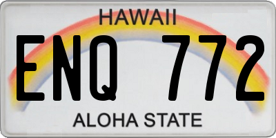 HI license plate ENQ772