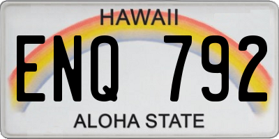 HI license plate ENQ792