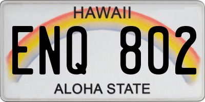 HI license plate ENQ802