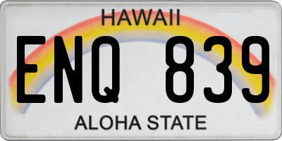 HI license plate ENQ839