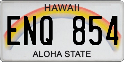 HI license plate ENQ854
