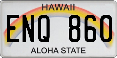 HI license plate ENQ860