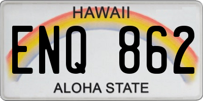 HI license plate ENQ862