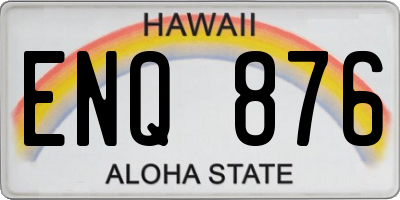 HI license plate ENQ876