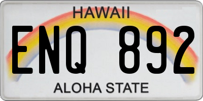 HI license plate ENQ892