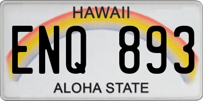 HI license plate ENQ893