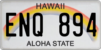 HI license plate ENQ894