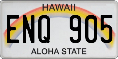 HI license plate ENQ905