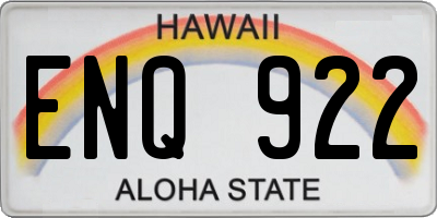 HI license plate ENQ922