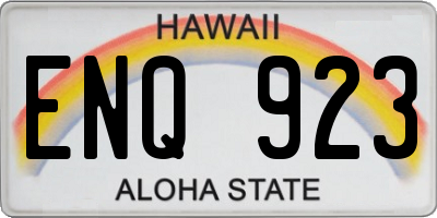 HI license plate ENQ923