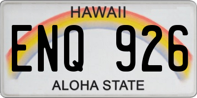 HI license plate ENQ926