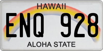 HI license plate ENQ928