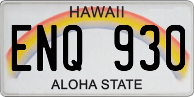 HI license plate ENQ930