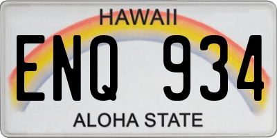 HI license plate ENQ934