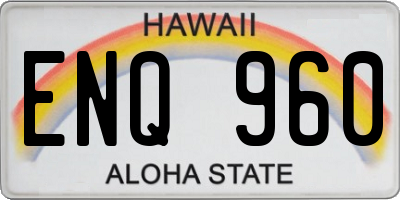 HI license plate ENQ960