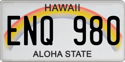 HI license plate ENQ980