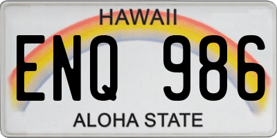 HI license plate ENQ986