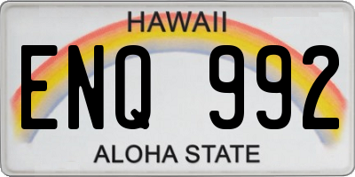 HI license plate ENQ992