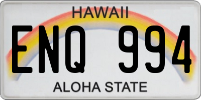 HI license plate ENQ994