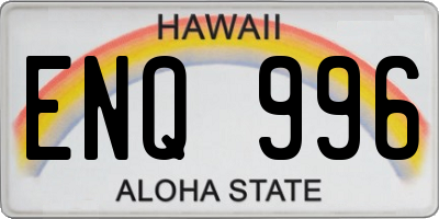HI license plate ENQ996