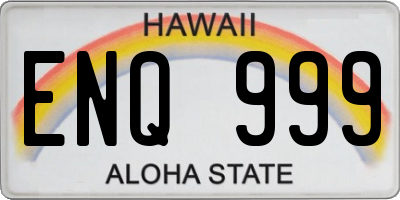 HI license plate ENQ999