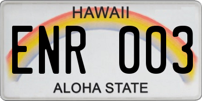 HI license plate ENR003