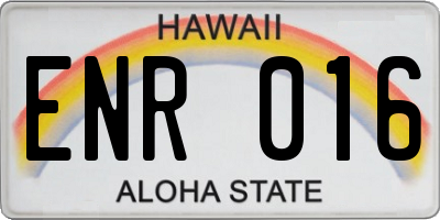 HI license plate ENR016