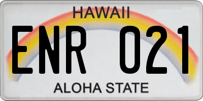 HI license plate ENR021