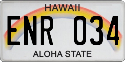 HI license plate ENR034