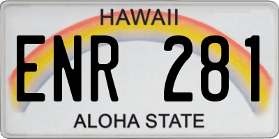 HI license plate ENR281