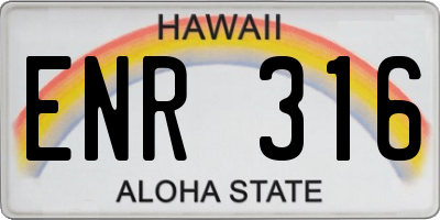 HI license plate ENR316