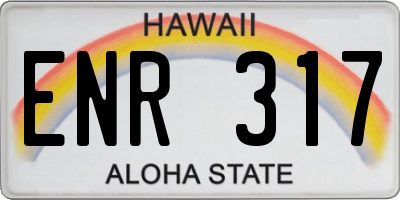 HI license plate ENR317