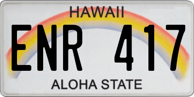 HI license plate ENR417