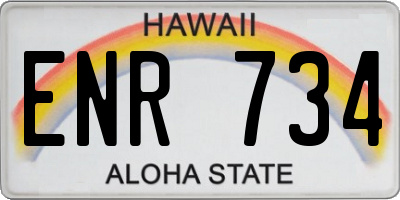 HI license plate ENR734