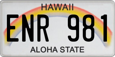 HI license plate ENR981