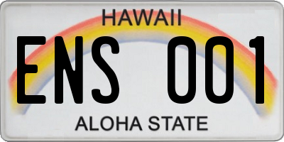 HI license plate ENS001