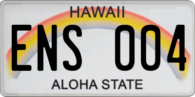 HI license plate ENS004