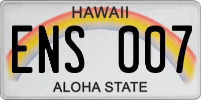 HI license plate ENS007