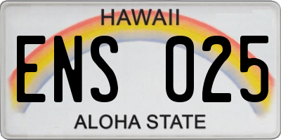 HI license plate ENS025