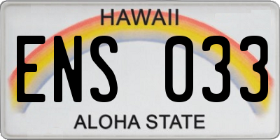 HI license plate ENS033
