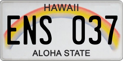 HI license plate ENS037